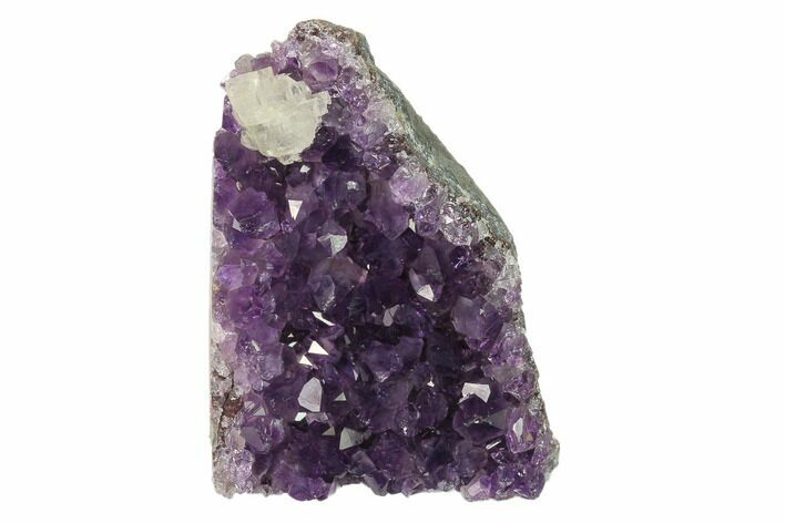 Amethyst Cut Base Crystal Cluster with Calcite - Uruguay #135100